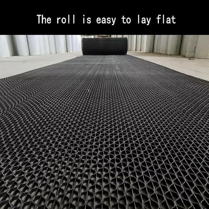 PVC Drainage Floor Mat Non-Slip Commercial Wet Area Mat for Outdoor and Indoor Restaurant Kitchen Bar Swimming Pool Splash Matting Water Drain Flooring Mat (Black, 4FTX10FT)