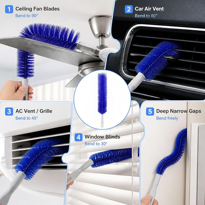 4pcs Bendable Microfiber Head Fan Brush, Reusable Dust Remover - Image 4