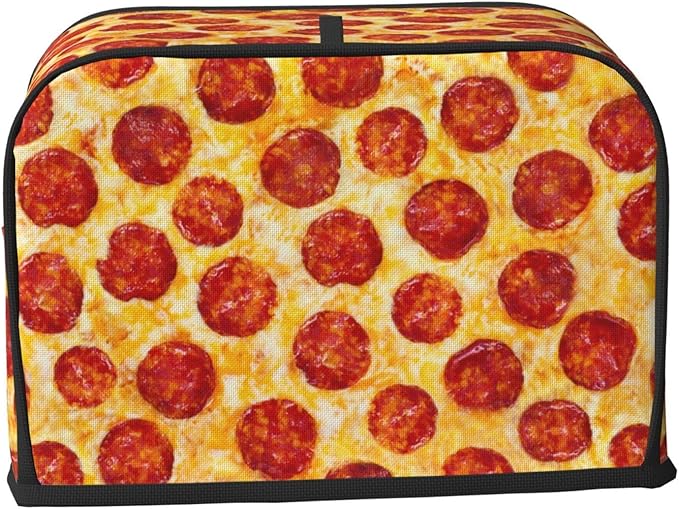 Novelty Food Pepperoni Pizza 2 Slice Toaster Cover, Waterproof Toaster Dust Cover Bread Maker Protective For Small Kitchen Appliance Dining Room Home Table Decor Gifts