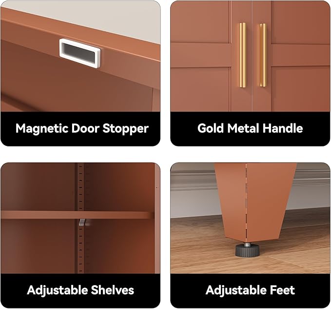 COFaR 71" Classic Pantry Cabinet in Brown, 5-Tier Storage with Adjustable Shelves, Wood-Tone Cupboard for Kitchen, Office & Living Room Organization