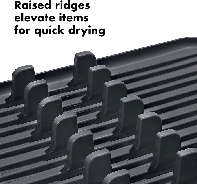 OXO Good Grips Rustproof Aluminum Dish Drying Rack | Raised Ridges Allow Quick - Image 4