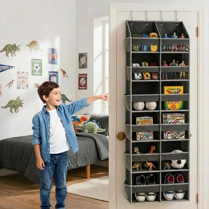 HOMELUX THEORY Over the Door Organizer, 6-Tier XL, 100D Fabric, Dark Gray - Image 2