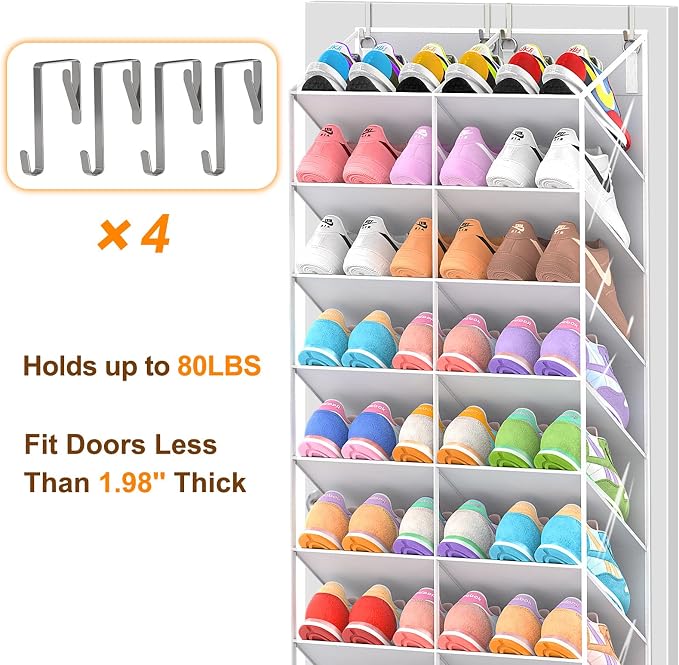 20-30 Pairs Over the Door Shoe Organizer, 10-Tier Door Shoes Rack, Handing - Image 7