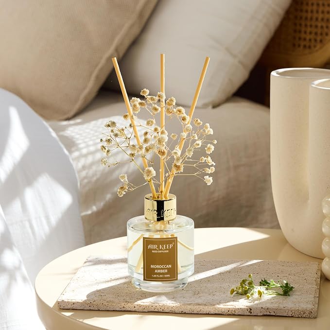 Reed Diffuser Set of 3, Cinnamon Vanilla Lavender Field Moroccan Amber Oil Reed - Image 7