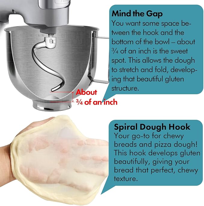 qAp Quality Art Practical Spiral Dough Hook Replacement for Cuisinart 5.5-Quart Stand Mixer/Polished 18/8 Stainless Steel Accessories/No coating/Dishwasher Safe