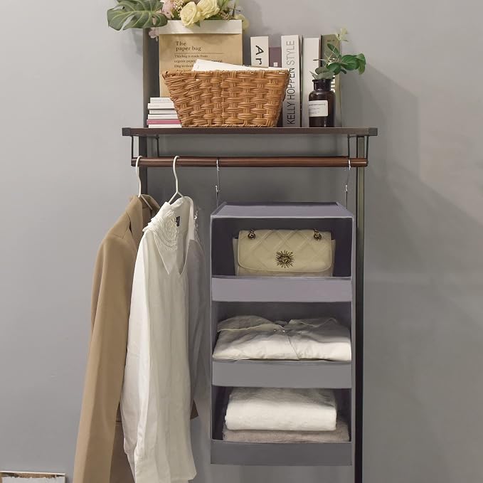 GRANNY SAYS 3-Shelf Hanging Closet Organizer, Foldable Storage, No-Sag Support - Image 7