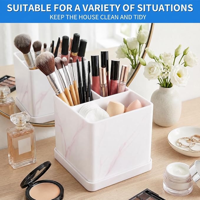 Silicone Toothbrush Holders for Bathrooms Marble Pink, 3-Slot Electric - Image 8
