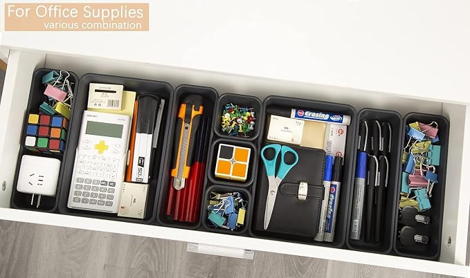 Kutesna 15PCS Interlocking Drawer Organizer, Plastic Desk Organizers Set | - Image 3