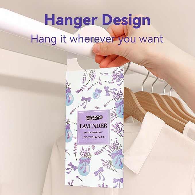MYARO 12Pcs Lavender Sachets Hanging Car Air Freshener, Closet Deodorizer - Image 2