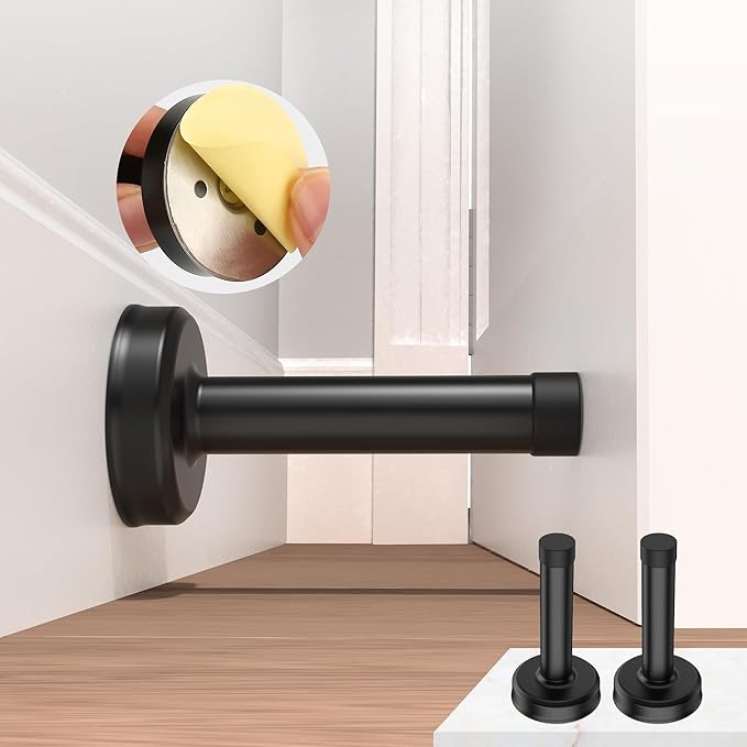 2 Pack Door Stoppers, No Drilling Wall Protection by Profasion