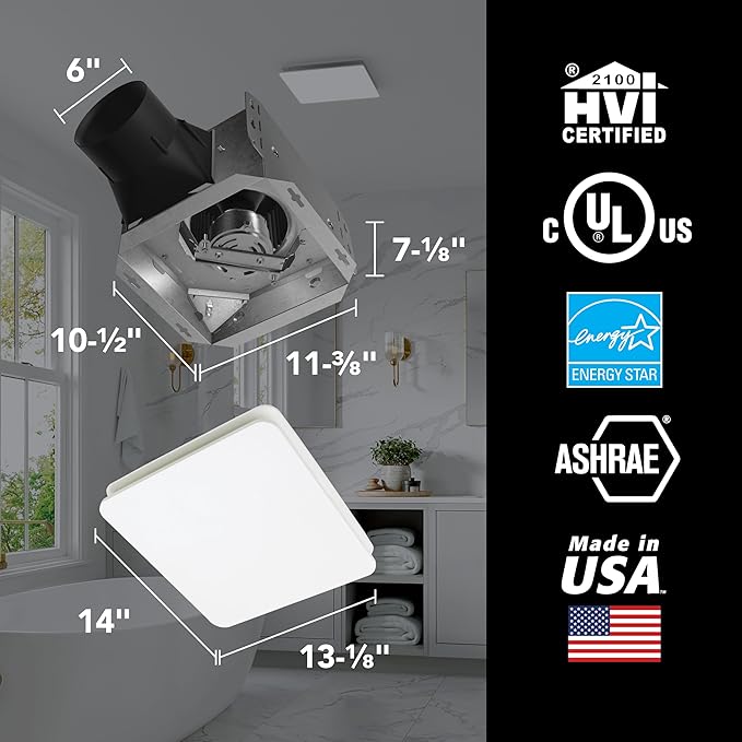 EVOLVE Premium Bathroom Exhaust Fan w/Continuous Run, 50-80-110 Selectable CFM
