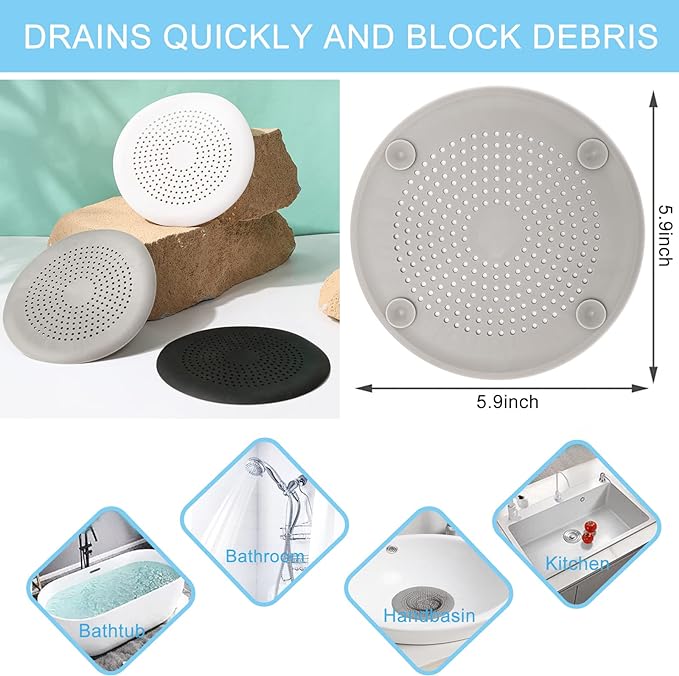 4-Pack Drain Hair Catcher Durable Silicone Hair Stopper Shower Drain Covers - Image 2