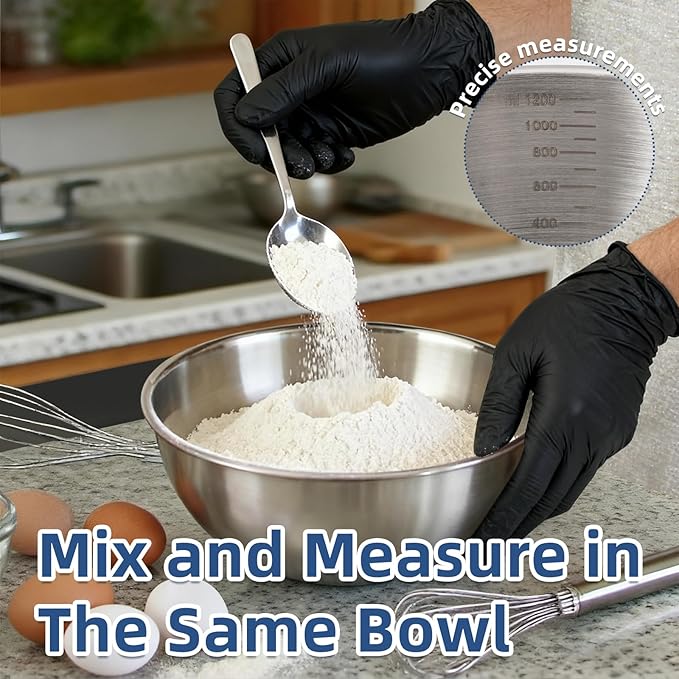 3-Piece Stainless Steel Mixing Bowls (7.1") Metal Bowl Set with Measurement Marks, Dishwasher Safe & Stackable - Perfect for Baking, Salad Making, Meal Prep and Kitchen Use