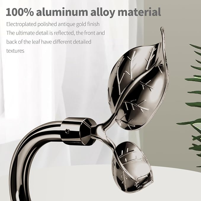 HIKMLK Leaf Shaped Curtain Tieback Holdbacks 2pcs, Handmade Metal Curtain Side - Image 2