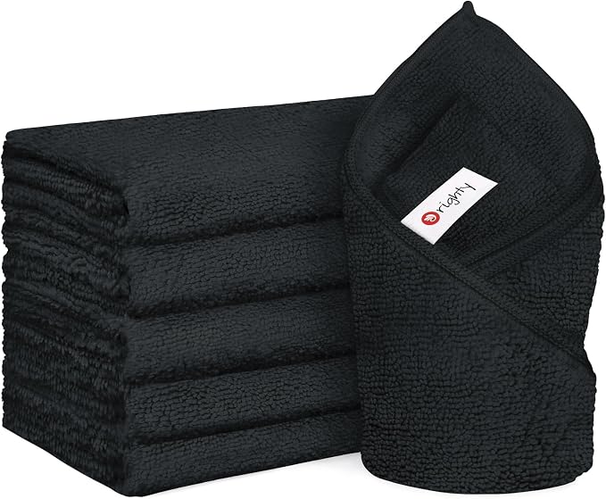 Orighty 6-Pack Black Hand Towels, 16x28 inch Microfiber Gym Towels | Quick by AllRightinOrighty