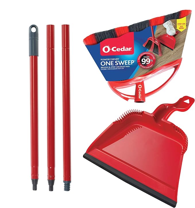O-Cedar One Sweep Broom & Step-On Dustpan Set | Patented Wave Bristles Remove - Image 22