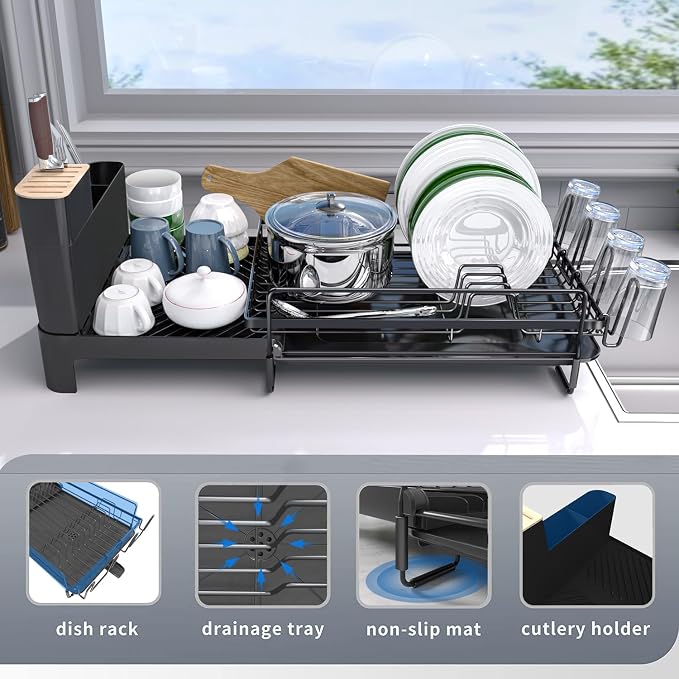 Runnatal Large Dish Drying Rack Stainless Steel Sink - Image 6