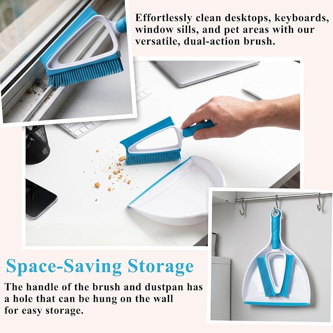 Pet Hair Rubber Brush with Mini Dustpan – Double Sided, Soft Rubber - Image 6