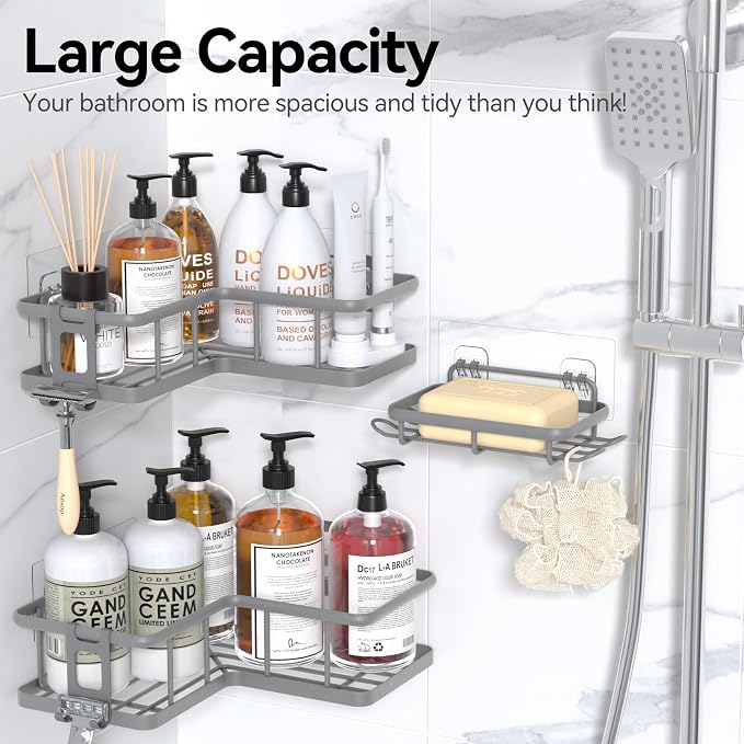 YASONIC Corner Shower Caddy Adhesive, 100% Rustproof Shower Organizer - Image 8