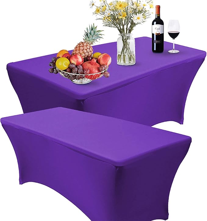 RELIANCER 2 Pack Stretch Spandex Table Covers for Rectangular Tables,6FT Elastic Fitted Tablecloth,Universal Rectangular Table Cloth Protector for Outdoor Party,Wedding,Bar,Birthday,Banquet,Events