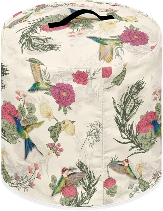 Flashideas Hummingbird Floral Pressure Cooker Cover for Women Insulated Rice Cooker Cover with Easy to Clean Lining Waterproof Dust Cover with Pockets for Instant Pot 6 Quart Appliance Cover