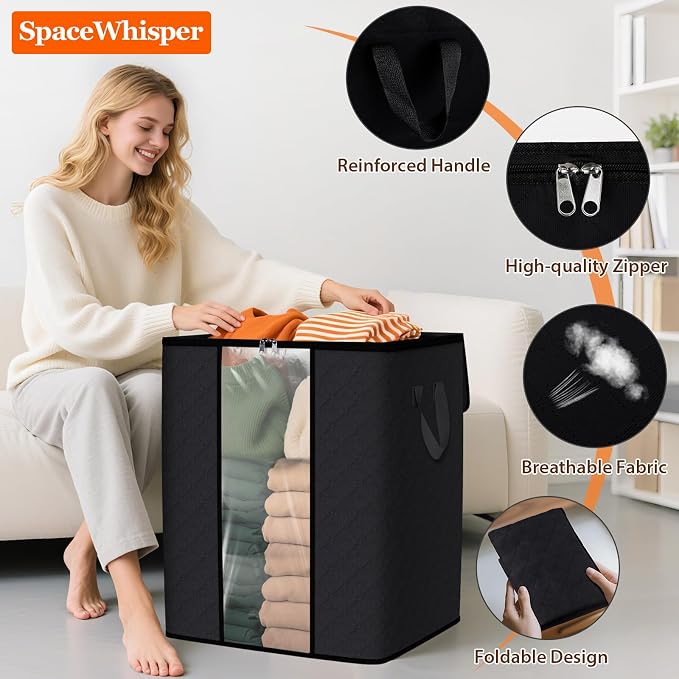 SpaceWhisper 6 Pack 100L Clothes Storage, Foldable Storage Bags, - Image 3