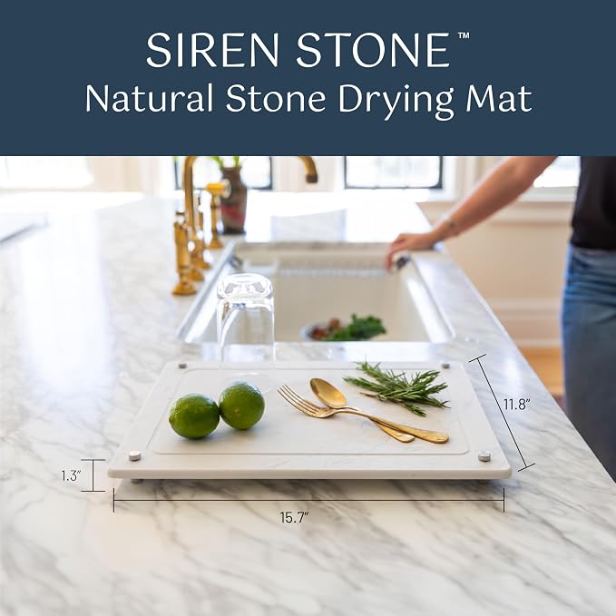 White Stone Dish Drying Mat for Kitchen Counter - Image 2