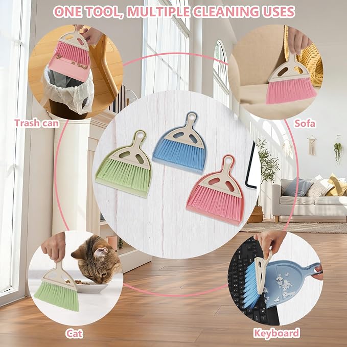 3 Pcs Mini Broom and Dustpan Set Small Hand Broom - Image 3
