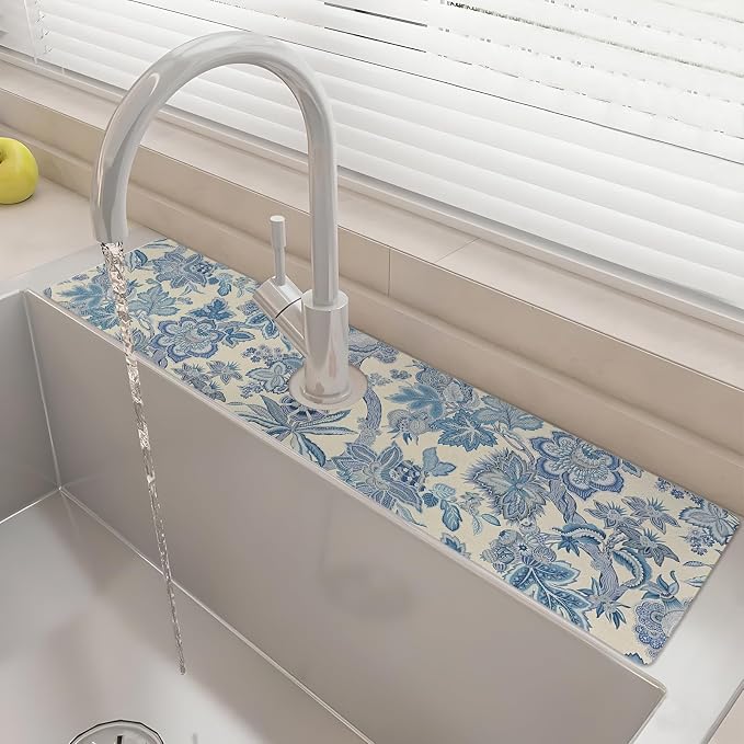 24" X 5.5" Kitchen Sink Splash Guard Faucet Mat Flora Super Absorbent Fast by Unknown