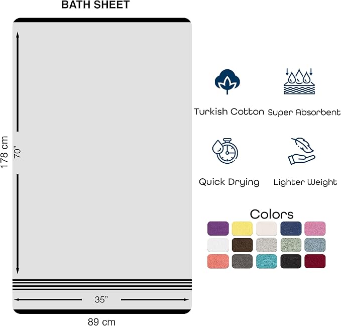 Hawmam Linen Jumbo Large Bath Sheets Towels 2 Pack Soft and Absorbent - Image 7