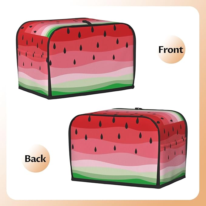 Cute Fruit Red Green Watermelon 2 Slice Toaster Cover, Waterproof Toaster Dust Cover Bread Maker Protective For Small Kitchen Appliance Dining Room Home Table Decor Gifts