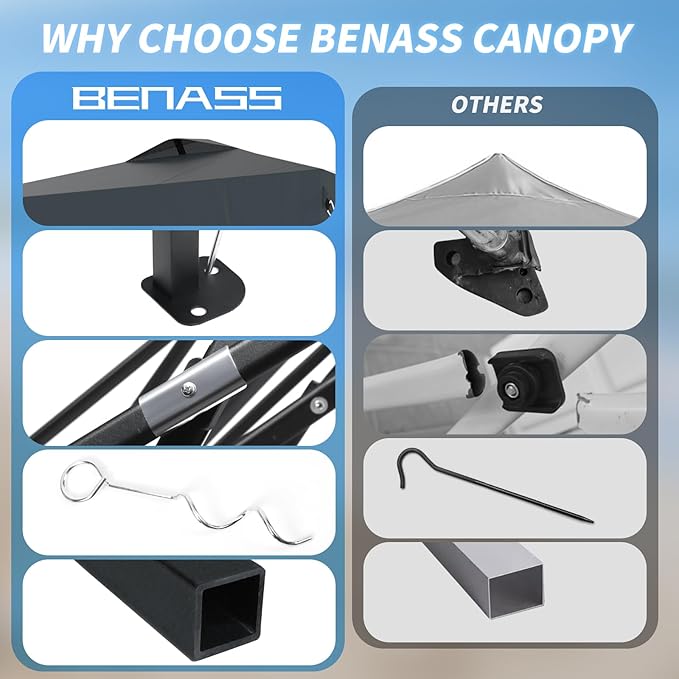 10x10 Pop Up Canopy, Easy Up Canopy Tent, Heavy Duty Tents for Parties, One Person Set Up Event Tent, Grey