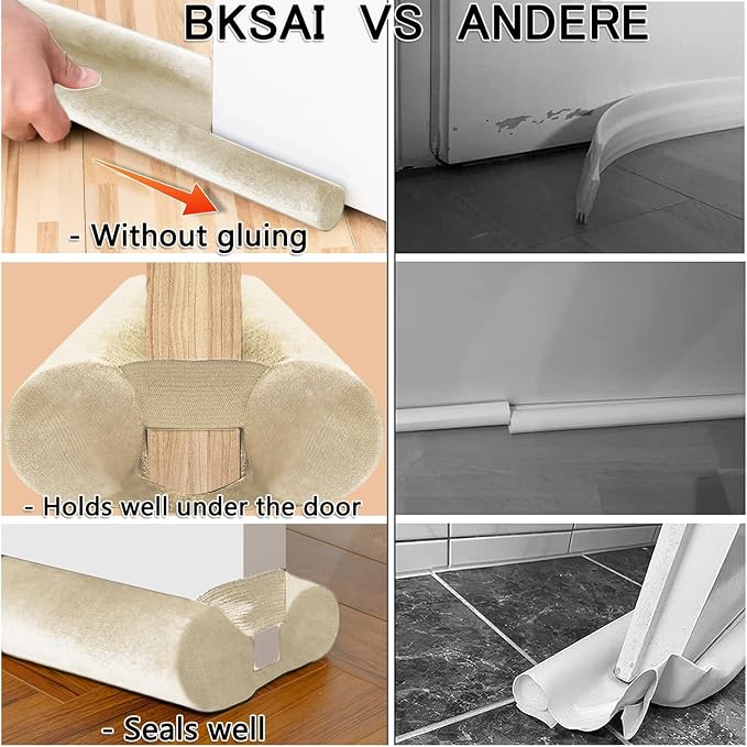 BKSAI Door Draft Stopper for Doors No Adhesive Draught Excluder Under Door Wind - Image 6