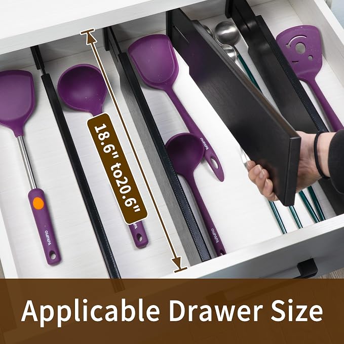 Utoplike Bamboo Drawer Dividers Large, Clothing，Spring Loaded, Works in Bathroom - Image 2