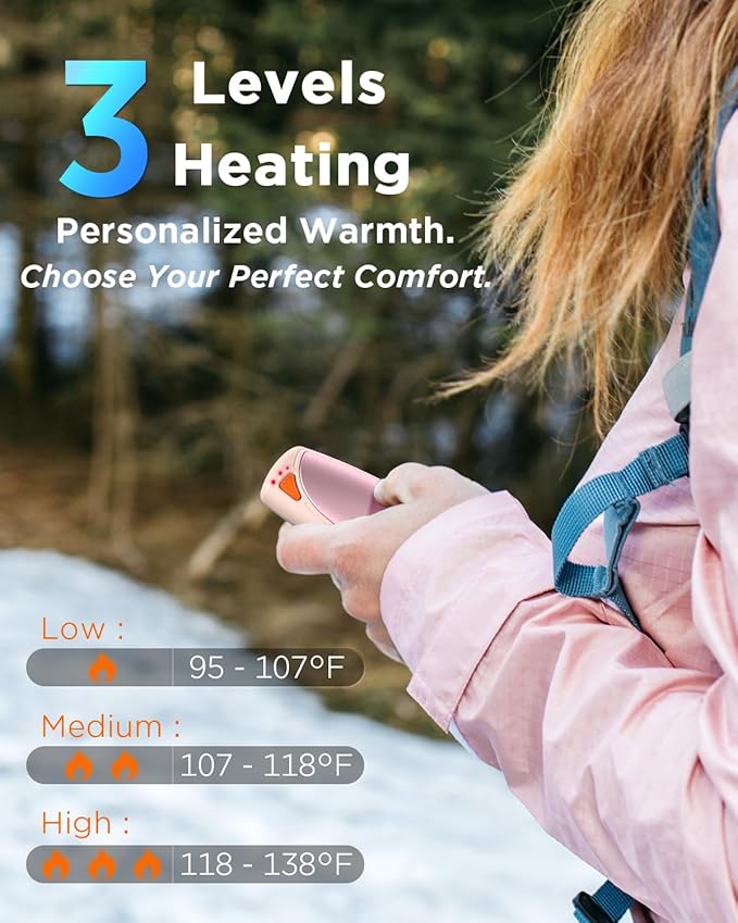 Hand Warmers Rechargeable with Charge Case, 2 Packs 14,000mAh Electric Hand Warmer Battery Powered Dual Sided Reusable Long Battery Life Portable Pocket Heater Gifts for Men Women Golf, Hunting Gear