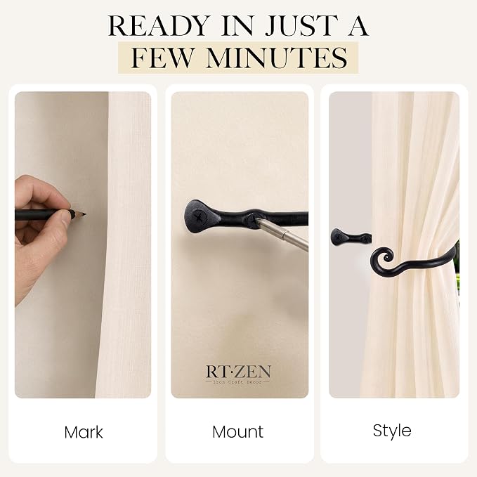 RTZEN Metal Curtain Tiebacks, Drapery Holders - Image 7