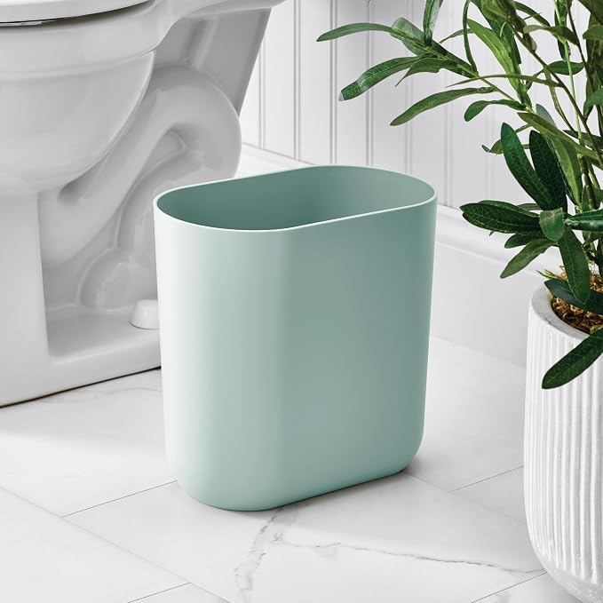 iDesign Small Slim Plastic Bathroom Trash Can - Image 3