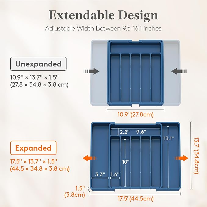 Lifewit Expandable Silverware Drawer Organizer, Kitchen Utensil Tray | BPA-free - Image 2