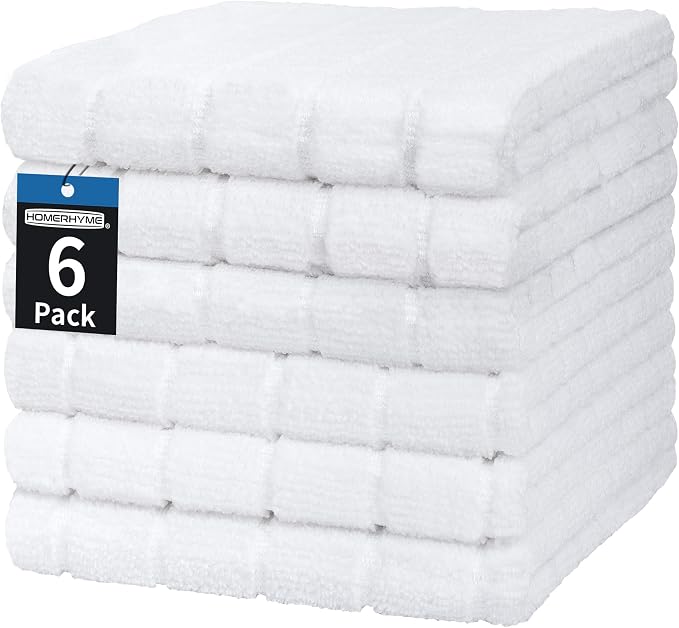 White Hand Towels, 6 Pack 25''*15'' Microfiber Hand Towels by HOMERHYME