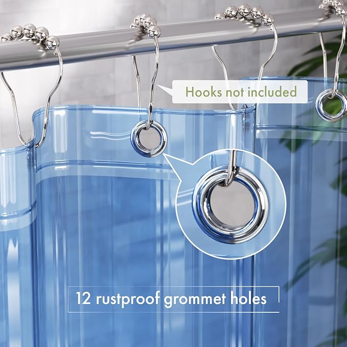 AmazerBath Shower Curtain Liner, 72x72 Transparent Blue Shower Liner, - Image 3