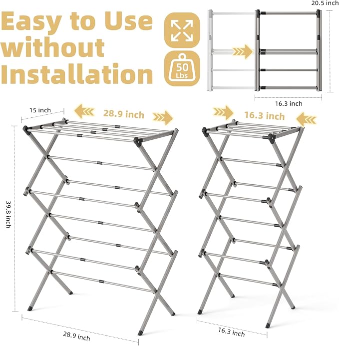 BAKON Clothes Drying Rack Foldable - Image 2