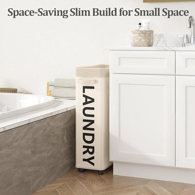Optish 50L Slim Rolling Laundry Basket - Image 3