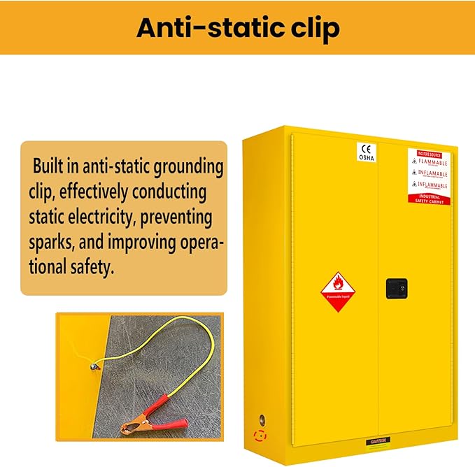 272 Gal Flammable Liquid Safety Storage Cabinet, Double-Layer Alloy Steel , 3-Point Locking System, Adjustable Galvanized Shelves, Cabinet for Factory Lab Garage Warehouse, Fire Proof Storage Cabinet