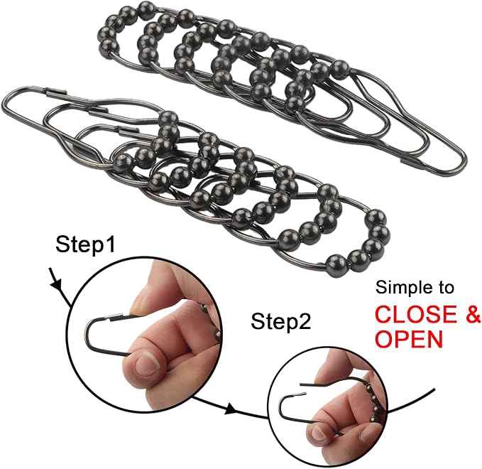 Shower Curtain Hooks Rings, Rustproof Metal Shower Curtain Rings - Image 3
