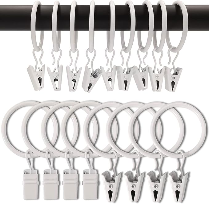90 Pack Curtain Rings with Clips, Drapery Clips with Rings, Drapes Rings 1.26 by AMZSEVEN