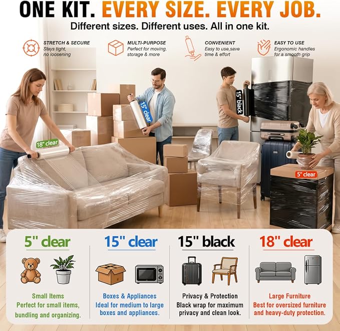 Stretch Film Shrink Wrap Large Furniture Kit x 1000 Ft - Image 6