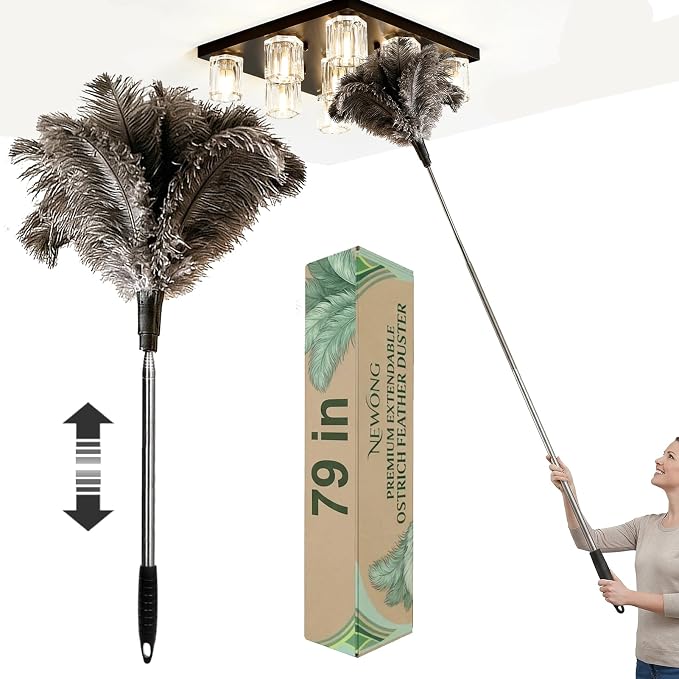 Extendable Ostrich Feather Duster, 26-79 in, by NEWONG