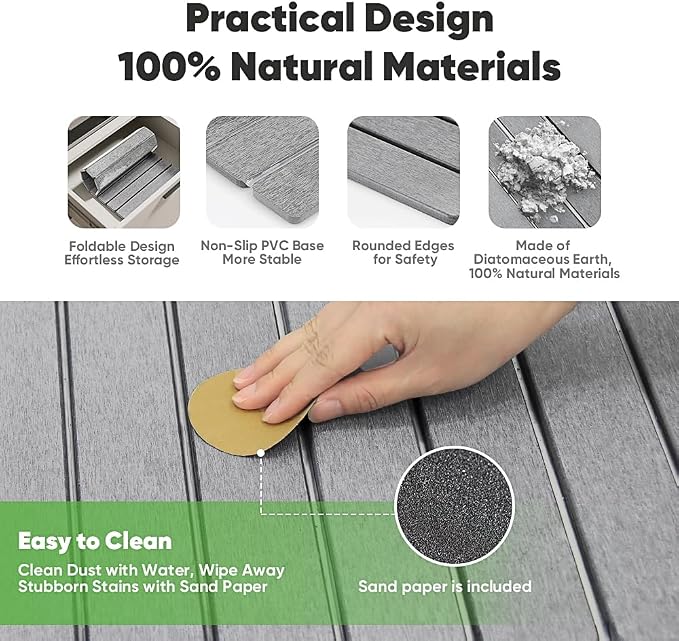 Stone Drying Mat for Kitchen Counter, Quick Diatomaceous Earth Mats for Dishes - Image 3