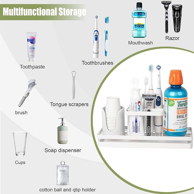 Toothbrush Holders Toothpaste Organizer Bathroom Accessories, 5 Slots, - Image 7