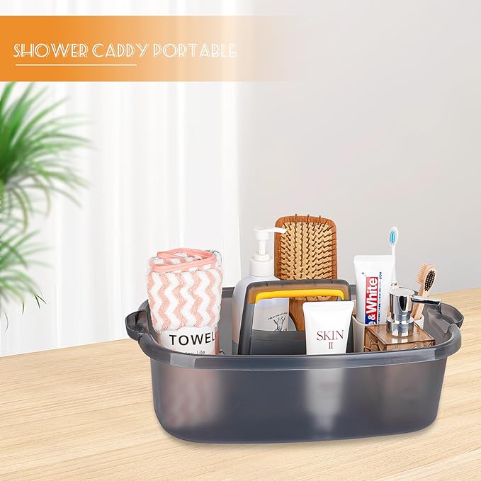 Large Cleaning Supplies Caddy Portable Shower Caddy Basket Clear Grey - Image 3